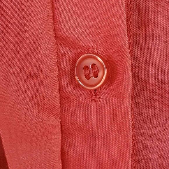 Chicos Shirt Womens Button Up Collared LS Blouse Orange Size 2 US Large Cotton - Picture 6 of 10